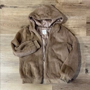 Hayden Girl Brown Plush Hooded Jacket
